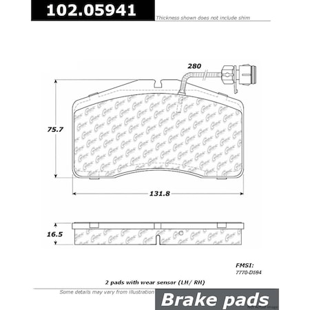 Centric Parts Metallic Brake Pad W/Shims, 102.05941 102.05941